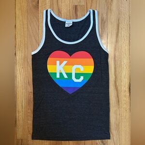 Unisex Charlie Hustle Rainbow KC Heart Tank Top